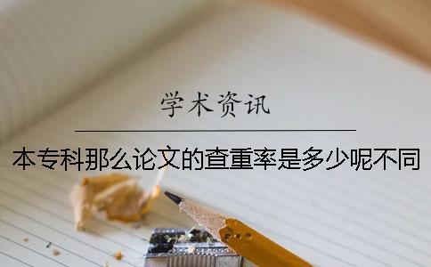 本专科那么论文的查重率是多少呢？不同的学校要求不同，有的学校查重严格要求低于5%以下，有的比较宽松要求10%-15%，查重率是多少得问学校的老师才行，提醒大家以下，最后改完论文，定稿的时候需要最后检测