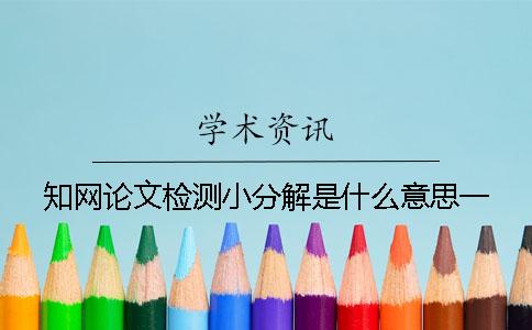 知网论文检测小分解是什么意思一