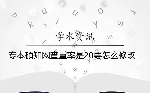 专本硕知网查重率是20要怎么修改