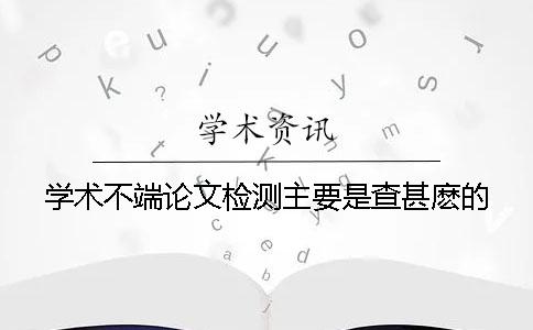 学术不端论文检测主要是查甚麽的