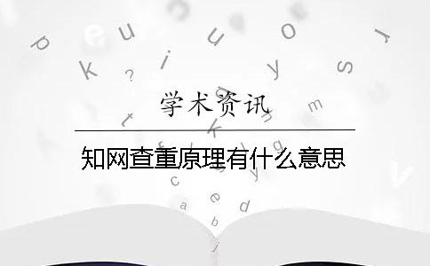 知网查重原理有什么意思