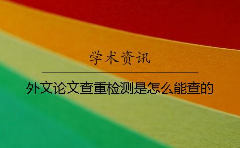 外文论文查重检测是怎么能查的