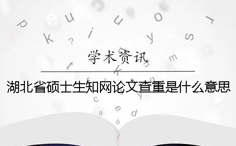 湖北省硕士生知网论文查重是什么意思