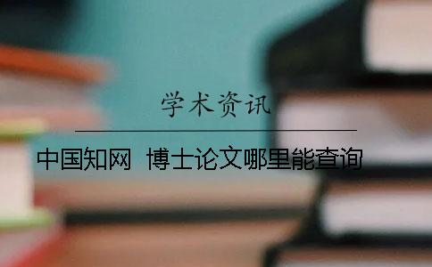 中国知网  博士论文哪里能查询